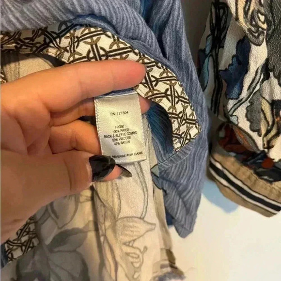 John Mark Floral Button Down Blouse Sz Large Long Sleeve Multicolor - Picture 5 of 6